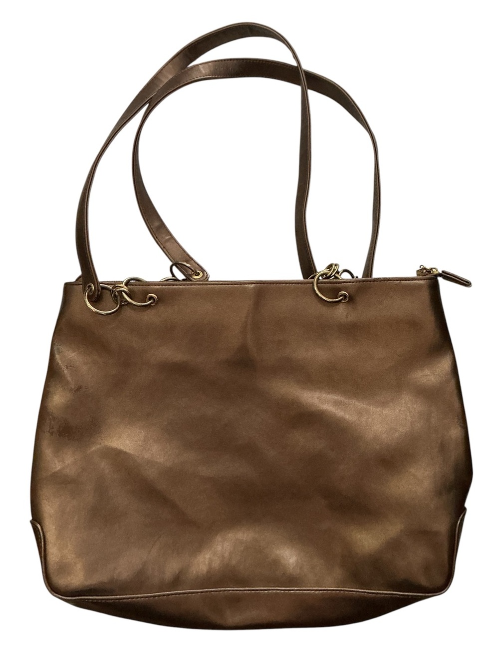 Women’s Brown Leather Tote Bag - Classic Everyday Shoulder Bag by Kathy Ireland